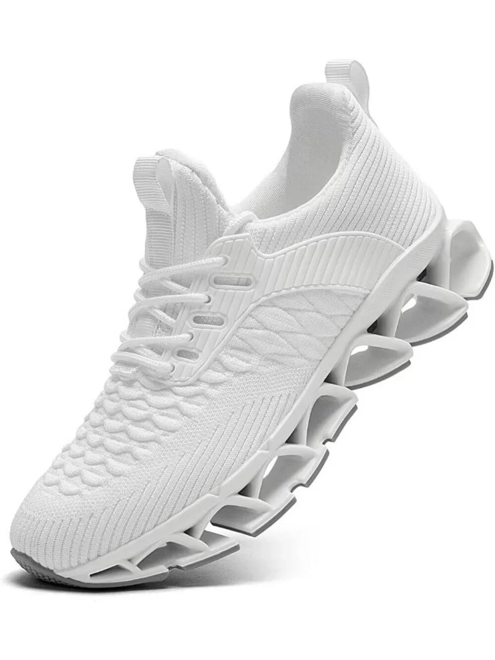 Mens White Comfort Non Slip Work Sport Athletic Trainer Slip on Walking Sneaker